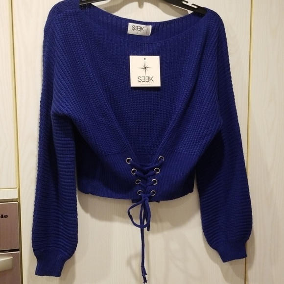 💕LF SEEK THE LABEL💕 Chunky Corset LaceUp Sweater Small S NWT - Picture 3 of 10